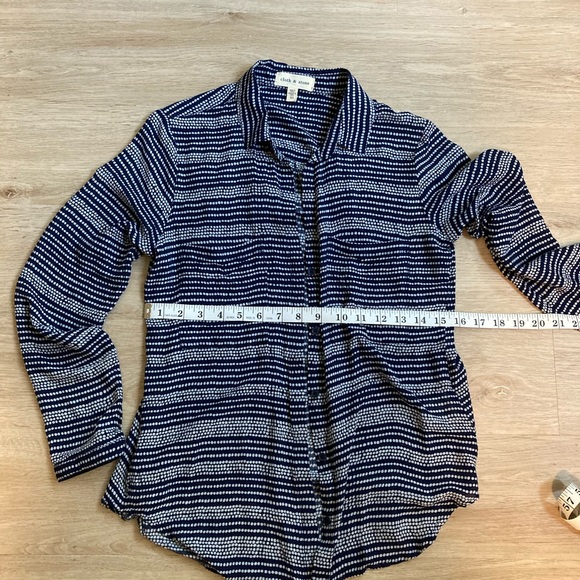 Navy and White Spotted Button Down Blouse - Picture 11 of 14